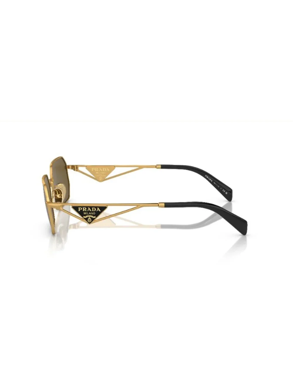 New Prada Women's Sunglasses Gold Aviator Brown Lens Metal Frame PR A51S 15N01T